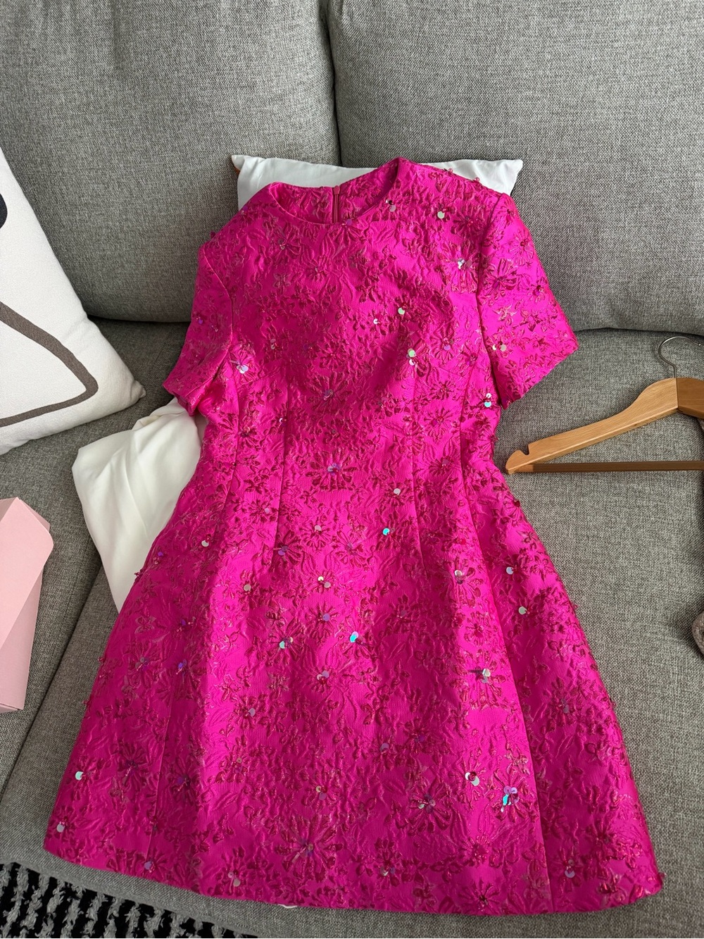 Women’s Hot Pink Floral Embroidered Mini Dress